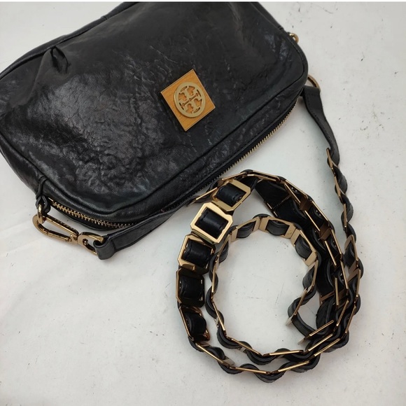♥️🥰100% Authentic Tory Burch Black Leather Crossbody Bag - Picture 7 of 14